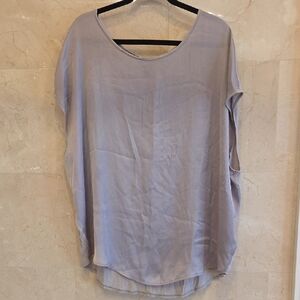 WOMEN'S H&M GREY SILK & COTTON OVERSIZED SHIRT TOP SZ M $25
